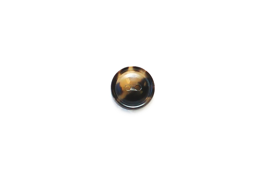 Button: 15mm Diameter  | Mostly Brown  | Natural Horn Convex with Rim Round
