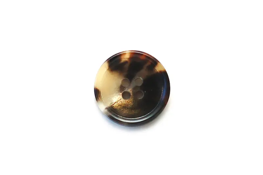 Button: 23mm Diameter  | Mostly Black  | Natural Horn Convex with Rim Round