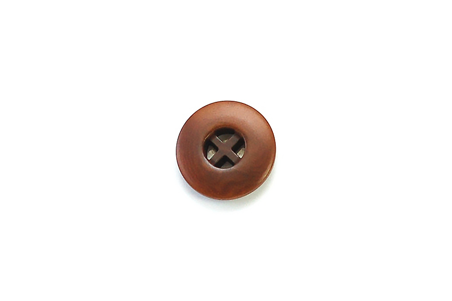 Button: 20mm Diameter  |  Brown  | Rounded Center Cross Round Corozo