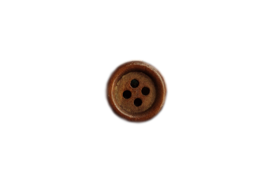 Button: 15mm, 4 Hole, Natural Wood
