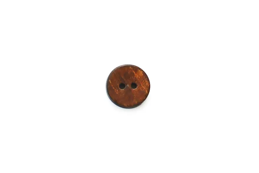 Button: 15mm Diameter  |  Brown Burnt Rough Horn  | Round