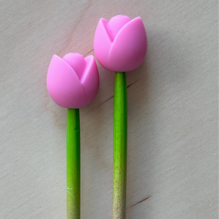 Knitting Needle Stoppers/Protectors - Tulips Flower Spring Garden