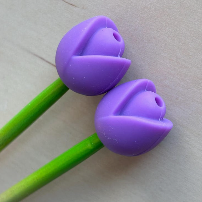 Knitting Needle Stoppers/Protectors - Tulips Flower Spring Garden