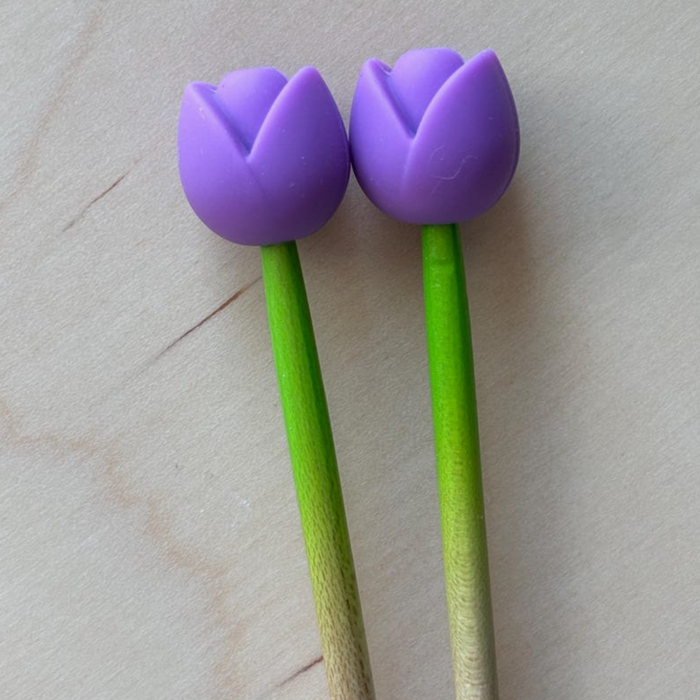 Knitting Needle Stoppers/Protectors - Tulips Flower Spring Garden