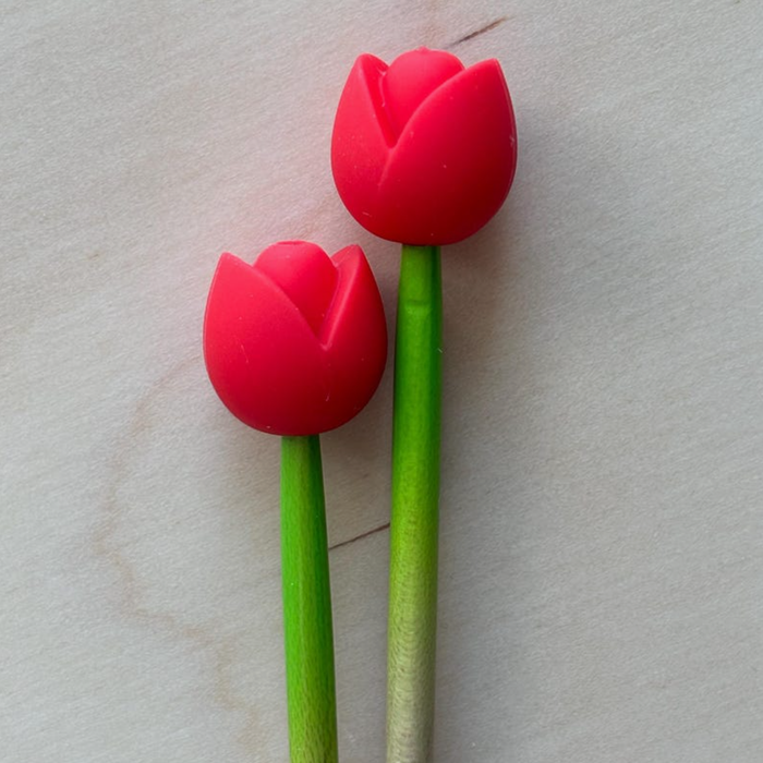 Knitting Needle Stoppers/Protectors - Tulips Flower Spring Garden