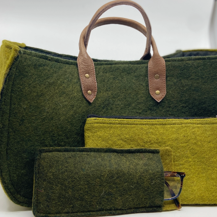 Fibres of Life  |  Soft Felt Wool Yarn Bag  |  Forest