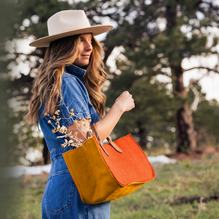 Fibres of Life  |  Soft Felt Wool Yarn Bag  |  Marigold