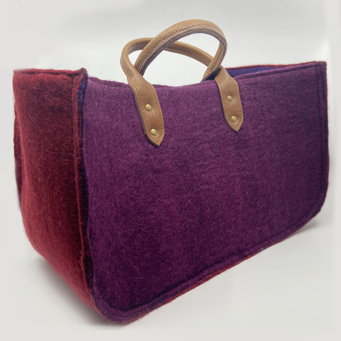 Fibres of Life  |  Soft Felt Wool Yarn Bag  |  Plum