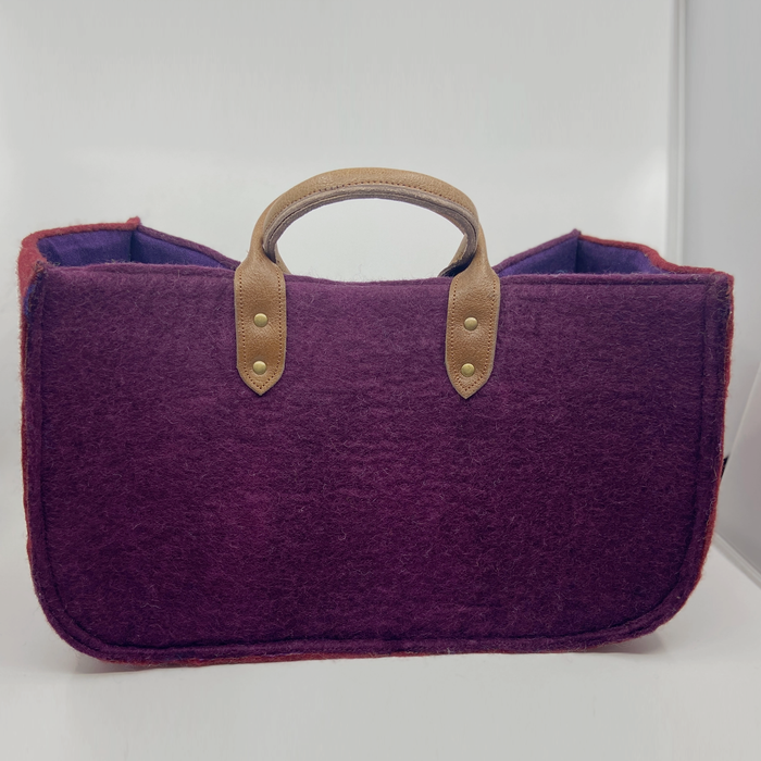 Fibres of Life  |  Soft Felt Wool Yarn Bag  |  Plum