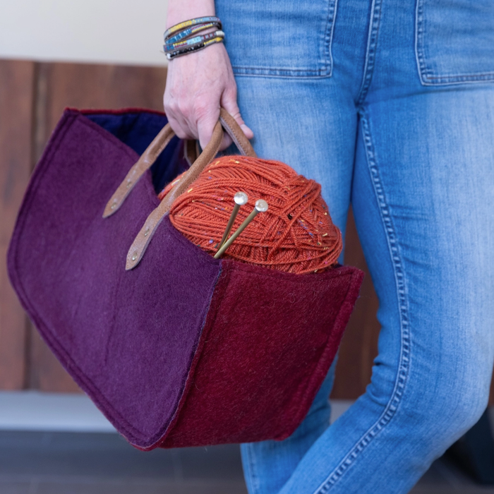 Fibres of Life  |  Soft Felt Wool Yarn Bag  |  Plum