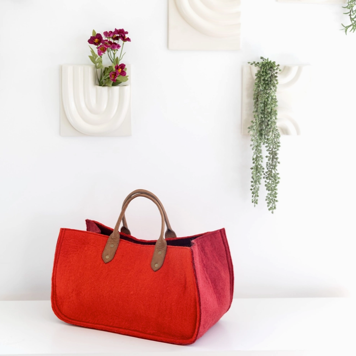 Fibres of Life  |  Soft Felt Wool Yarn Bag  |  Poppy