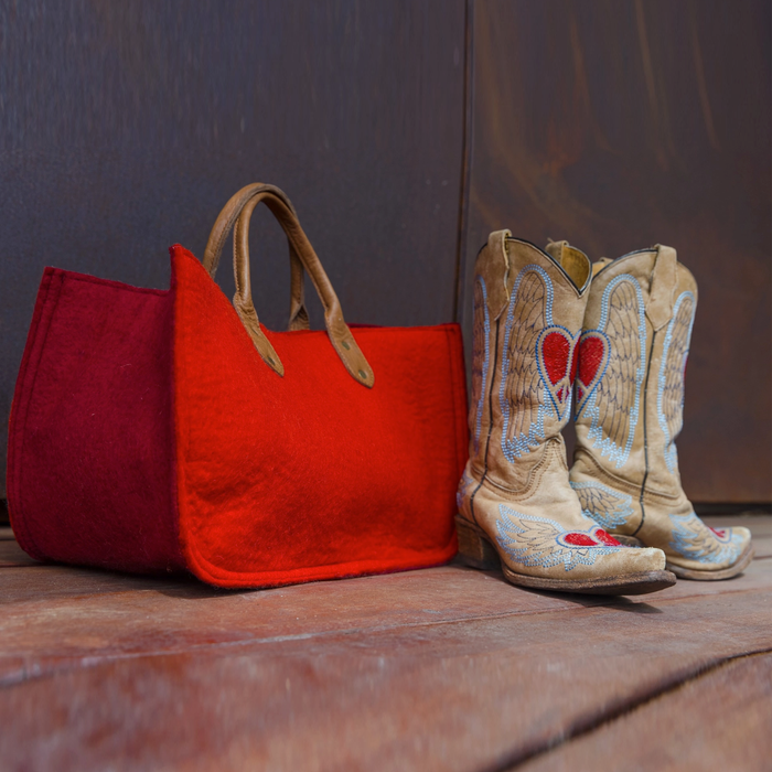 Fibres of Life  |  Soft Felt Wool Yarn Bag  |  Poppy