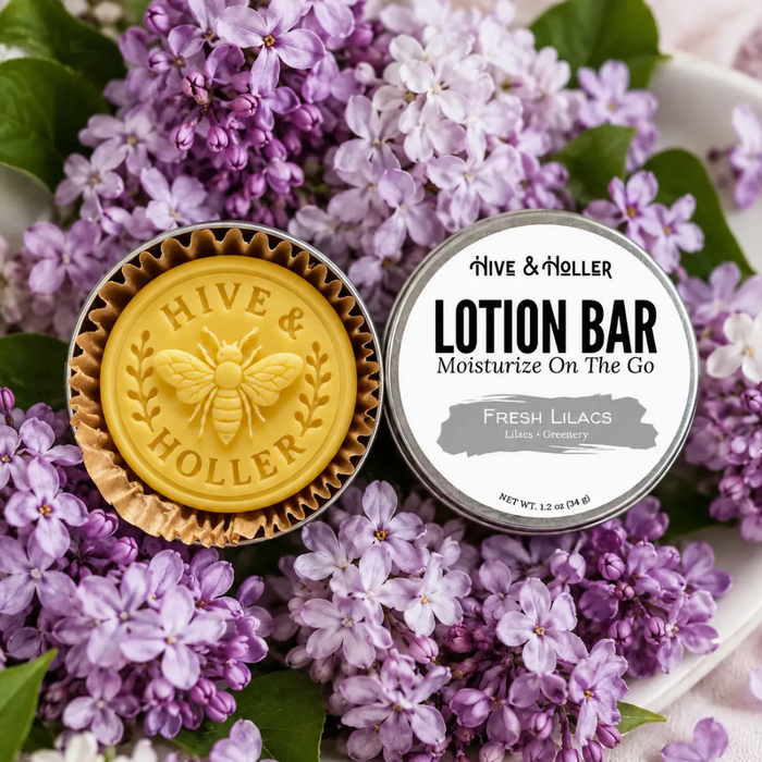 Fresh Lilacs Solid Lotion Bar  |  Hive and Holler