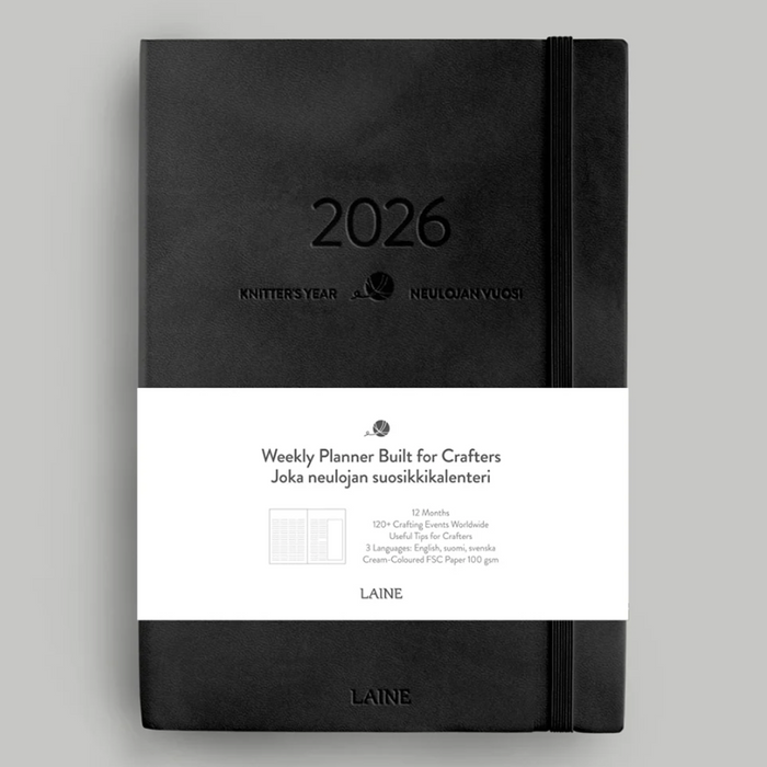 Black Knitter's Weekly Planner 2026  |  Laine Publishing