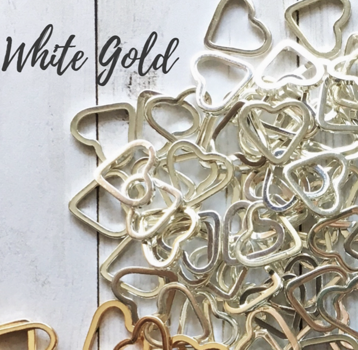 Medium White Gold Heart Stitch Markers