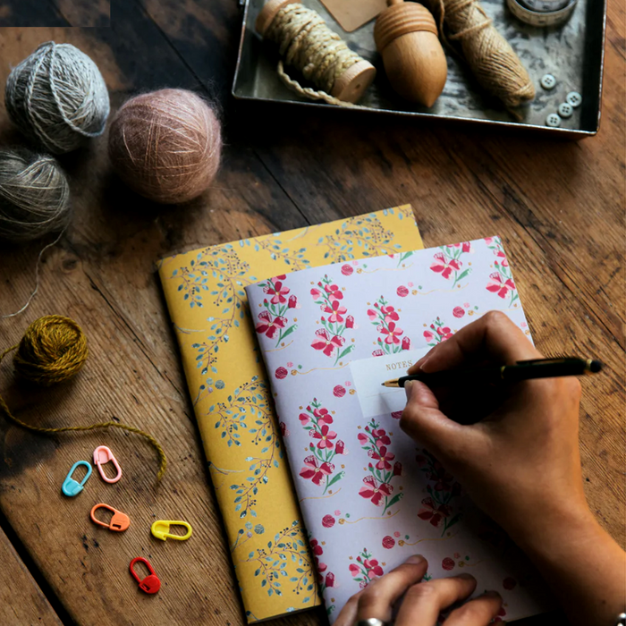 Lilac and yellow notebook by Dee Hardwicke.