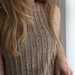 woman wearing a Taupe colored knitted Granular top by aegyoknit 