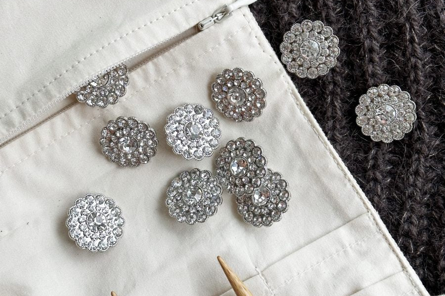 Button: 20mm Diameter  | Bling Button  |  Metal & Glass