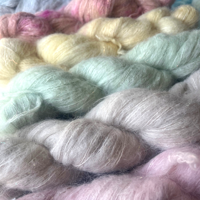 Hand-Dyed Lace Baby Suri Alpaca / Silk WITH SPARKLE