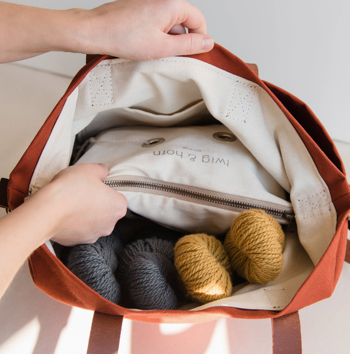 Twig & Horn   |  Canvas Crossbody Project Tote - Chocolate