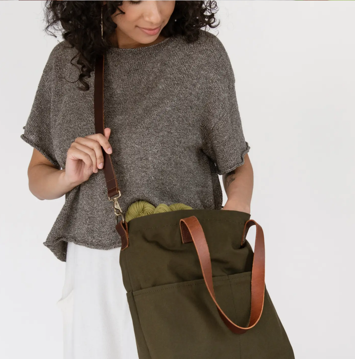 Twig & Horn   |  Canvas Crossbody Project Tote - Chocolate