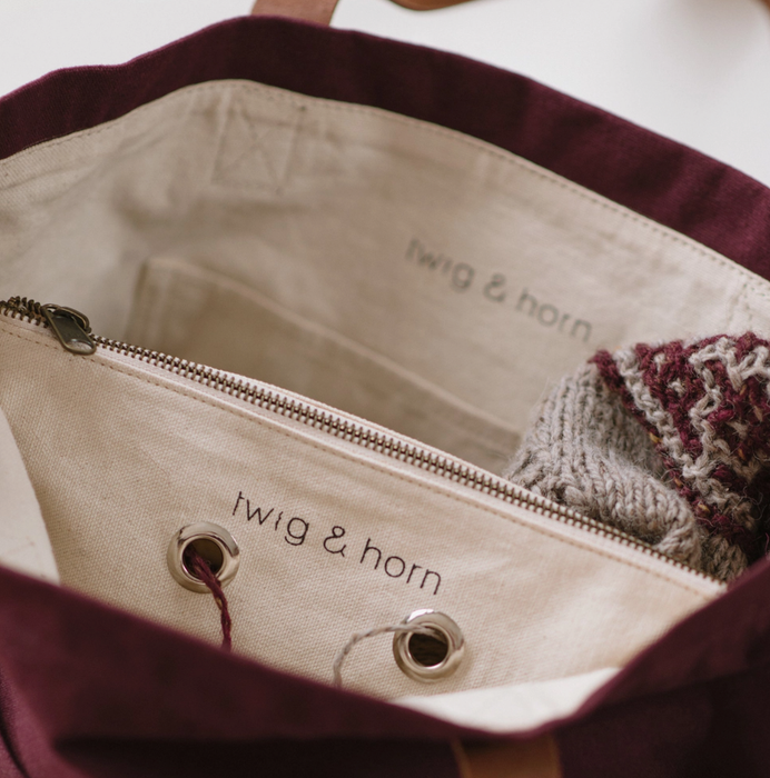 Twig & Horn   |  Canvas Crossbody Project Tote - Chocolate