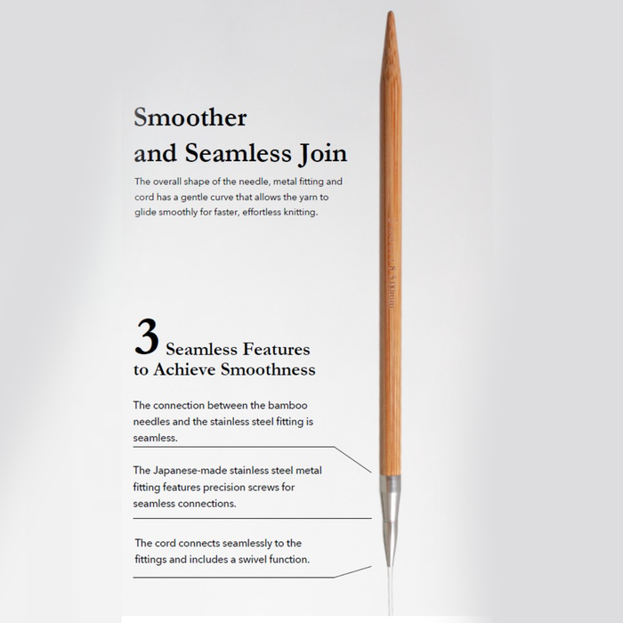 CURVE Koshitsu Premium Set  - Interchangeable Bamboo Circular Needles  -  15 cm, 11 sizes- Off-White