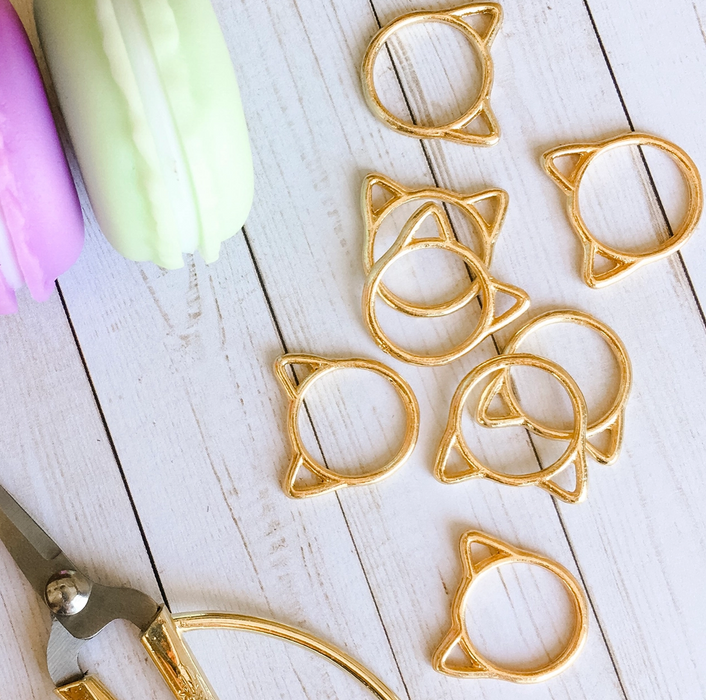 Large Gold Cat Stitch Markers