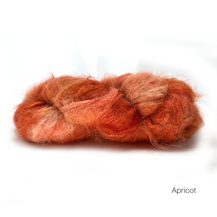 IAM Hand-Dyed Baby Suri Alpaca/ Merino yarn in warm Apricot tones