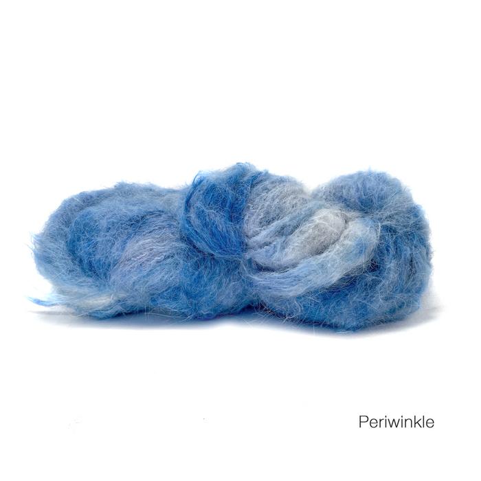 IAM Hand-Dyed Baby Suri Alpaca/ Merino yarn in Periwinkle Blues